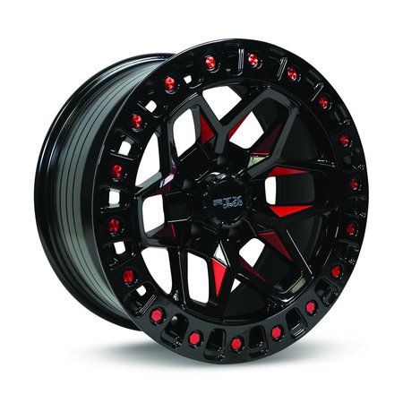 RTX Alloy Wheel, Zion 17x9 5x127 ET-15 CB71.5 Gloss Black Milled Red 082929